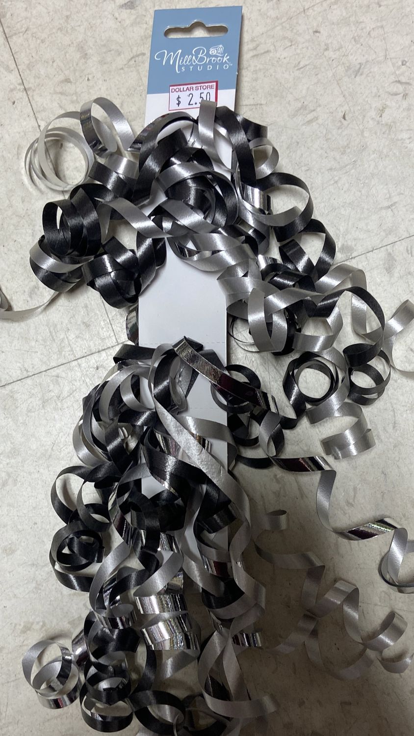 MillBrook: Silver+Black 2x Curly Bows