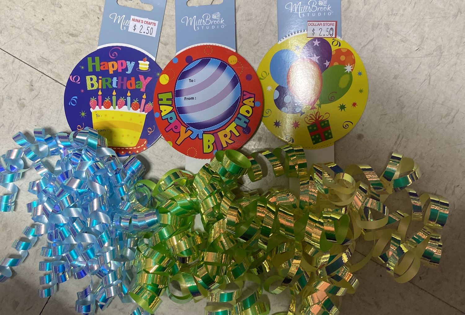 Birthday Tags with Curly Ribbon