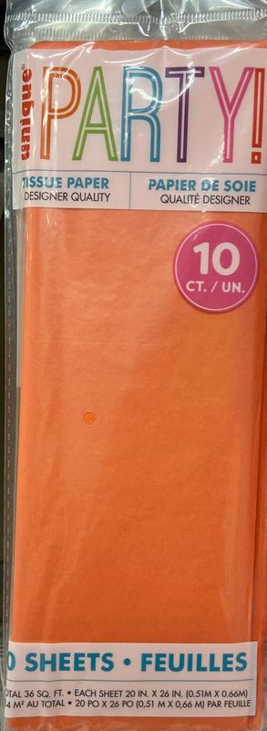 Unique: 10pk Orange Tissue Paper