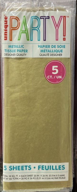 Unique: 5pk Gold Tissue Paper