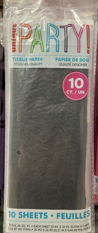 Unique: 10pk Black Tissue Paper