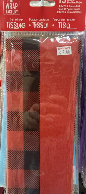 The Wrap Factory: 15pk Red/Plaid Tissue Paper