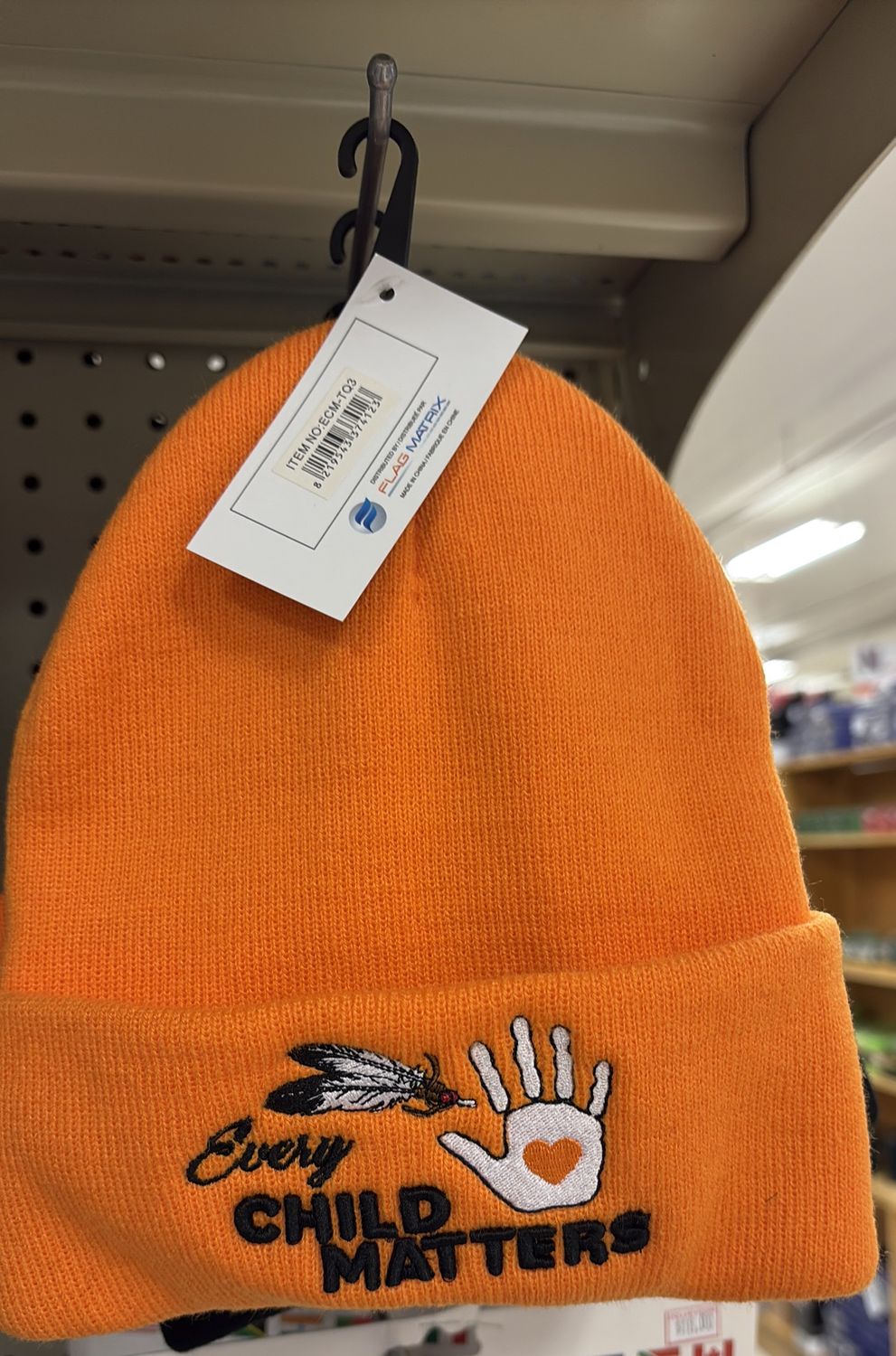 Orange print Every child matters warm cap
