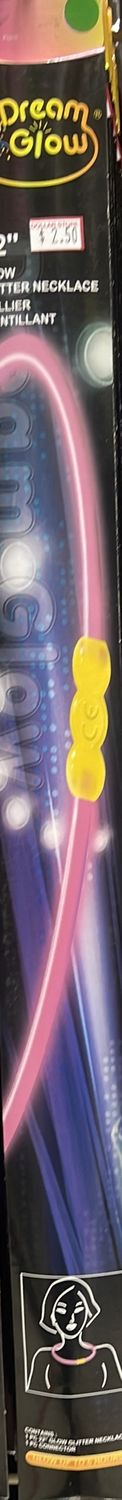 1 x 22” Asst. Color Glow Glitter Necklace 