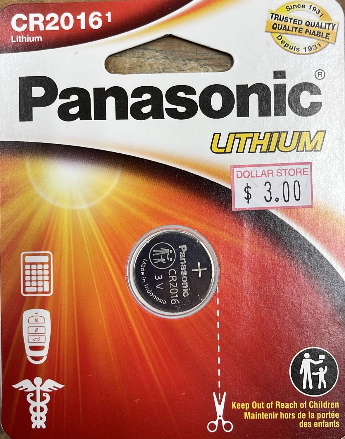 1pk Panasonic CR2016 3V Lithium Batteries 