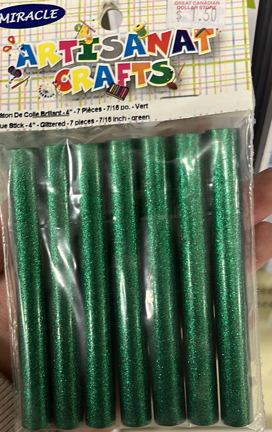 green glittered glue stick