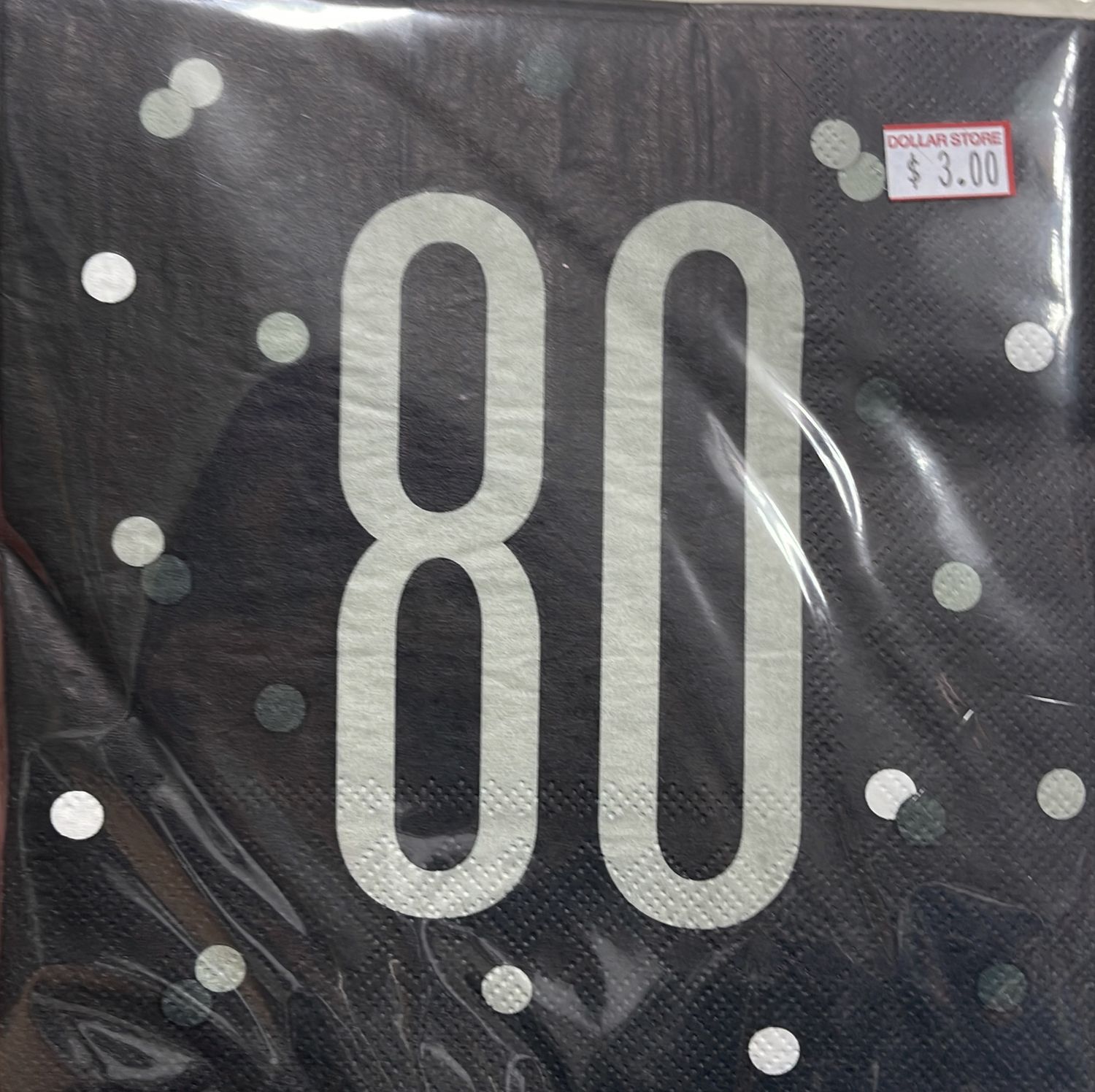 Unique: 16pk #80 Black Large Birthday Napkins