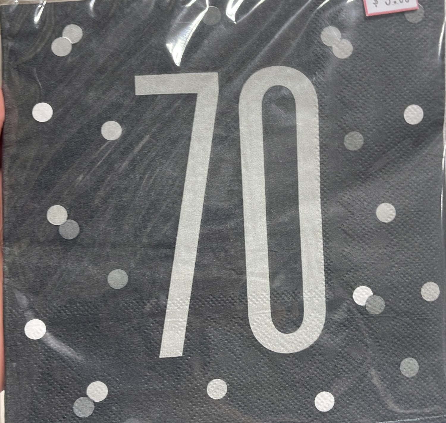Unique: 16pk #70 Black Large Birthday Napkins
