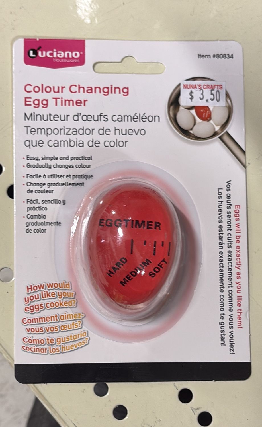 Colour changing egg timer