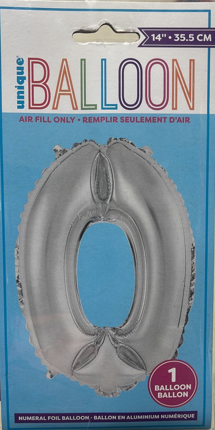 Unique: 14&quot; Silver #0 Foil Balloon 