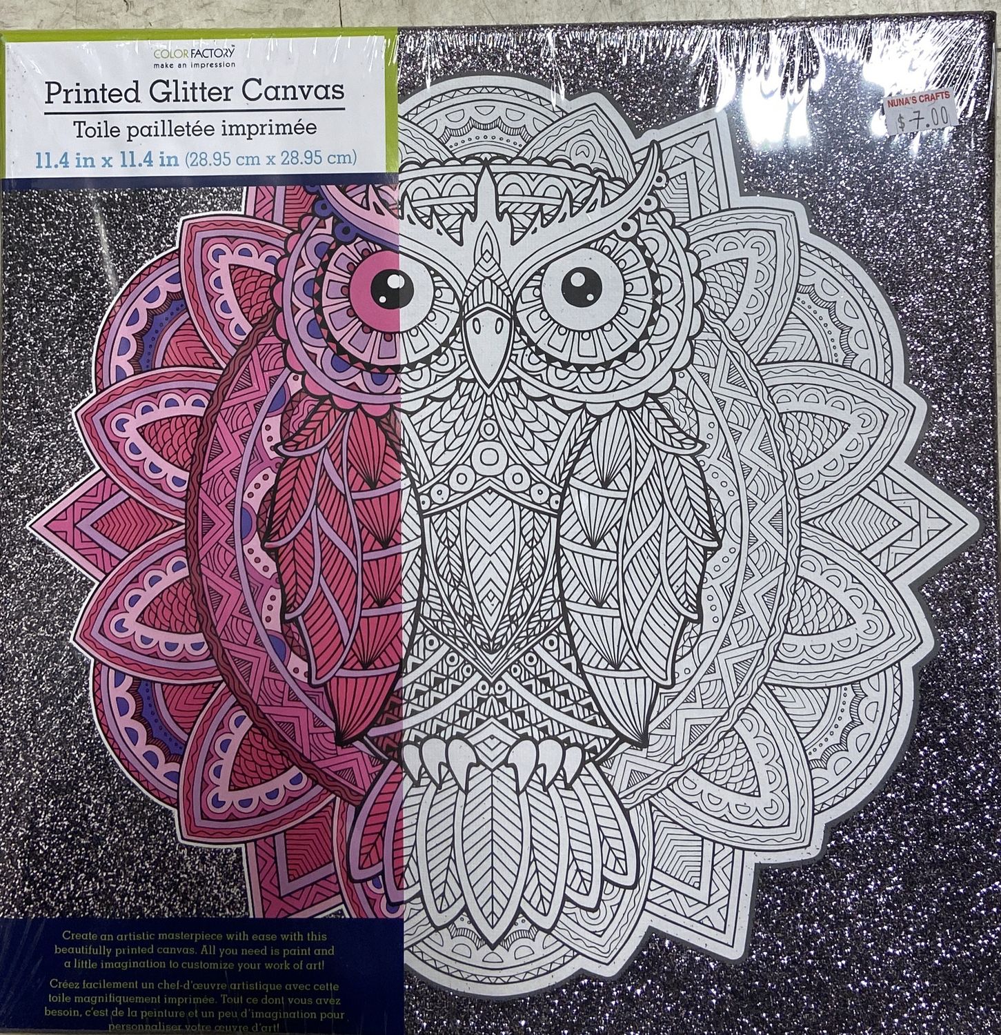 MiltiCraft: Owl - 11.4&quot; x 11.4&quot; Printed Glitter Canvas