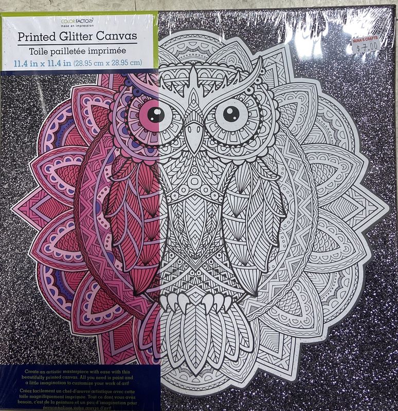 MiltiCraft: Owl - 11.4&quot; x 11.4&quot; Printed Glitter Canvas
