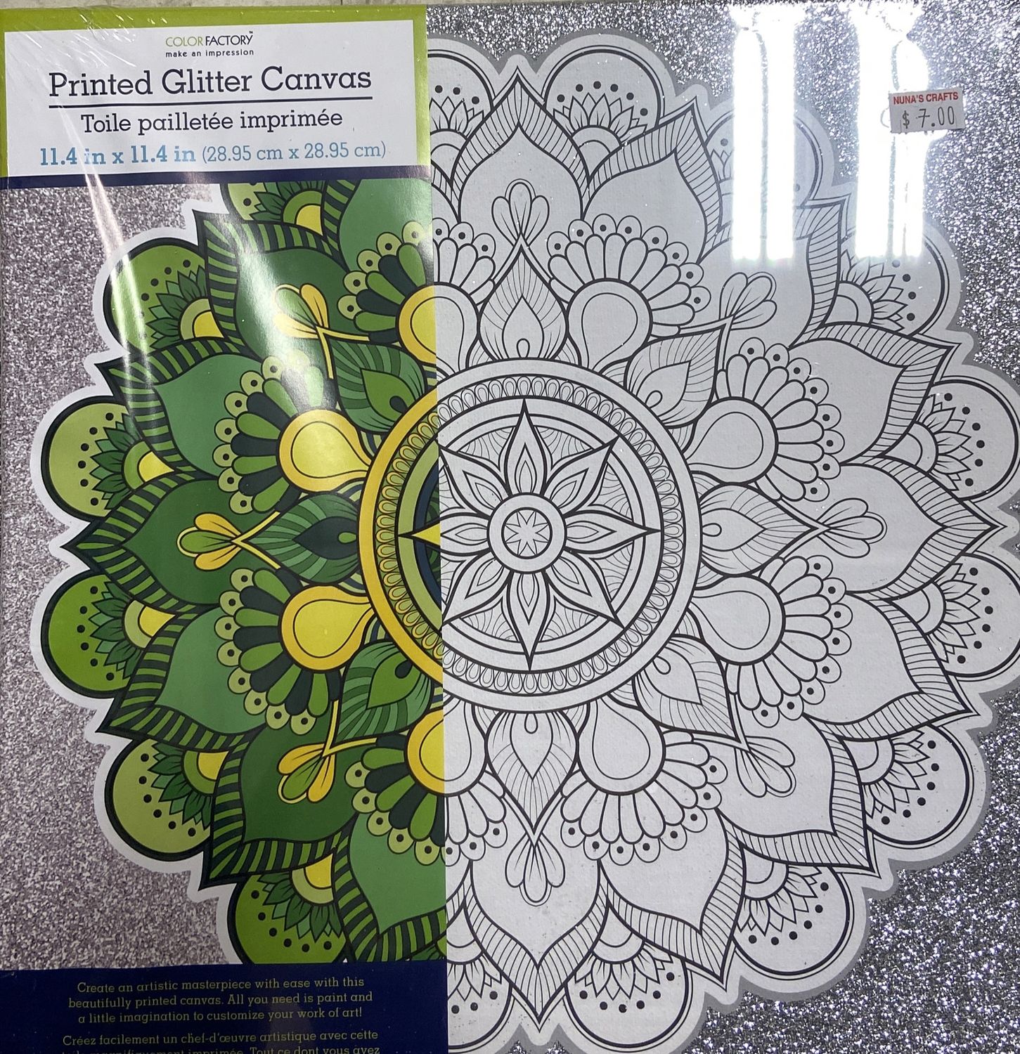 MultiCraft: Mandala - 11.4&quot; x 11.4&quot; Printed Glitter Canvas