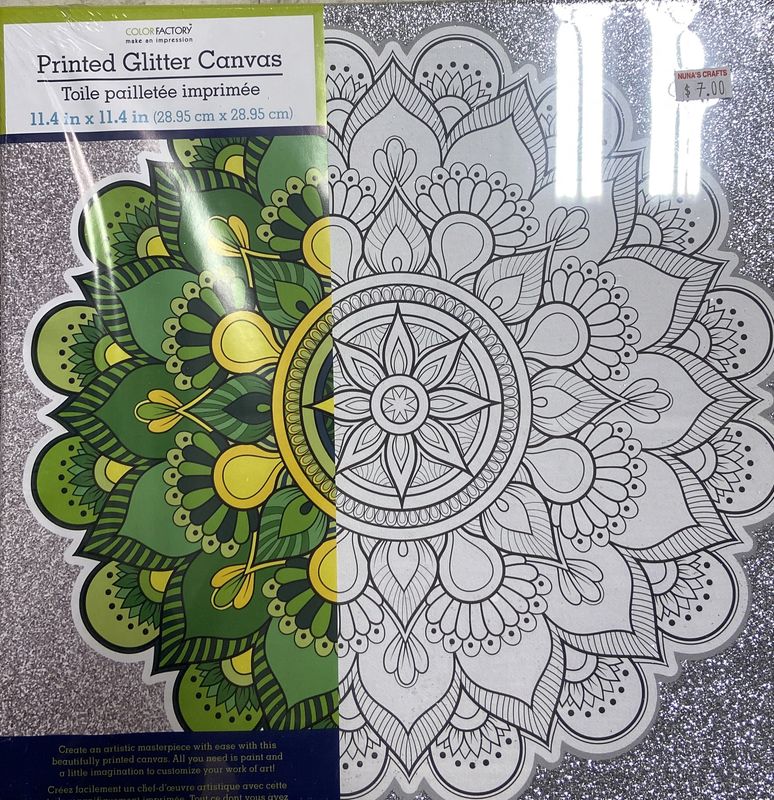 MultiCraft: Mandala - 11.4&quot; x 11.4&quot; Printed Glitter Canvas