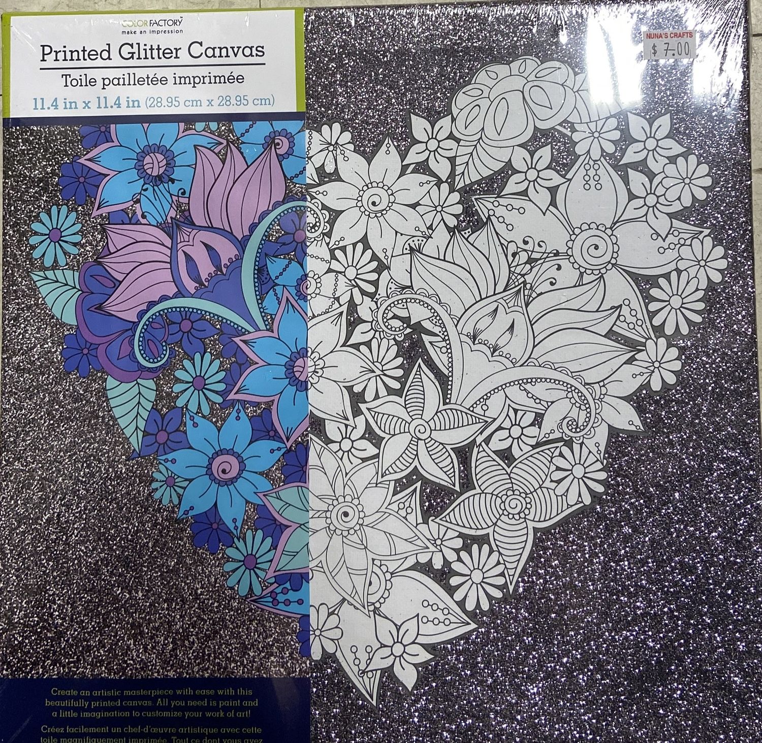 MultiCraft: Heart - 11.4&quot; x 11.4&quot; Glitter Canvas