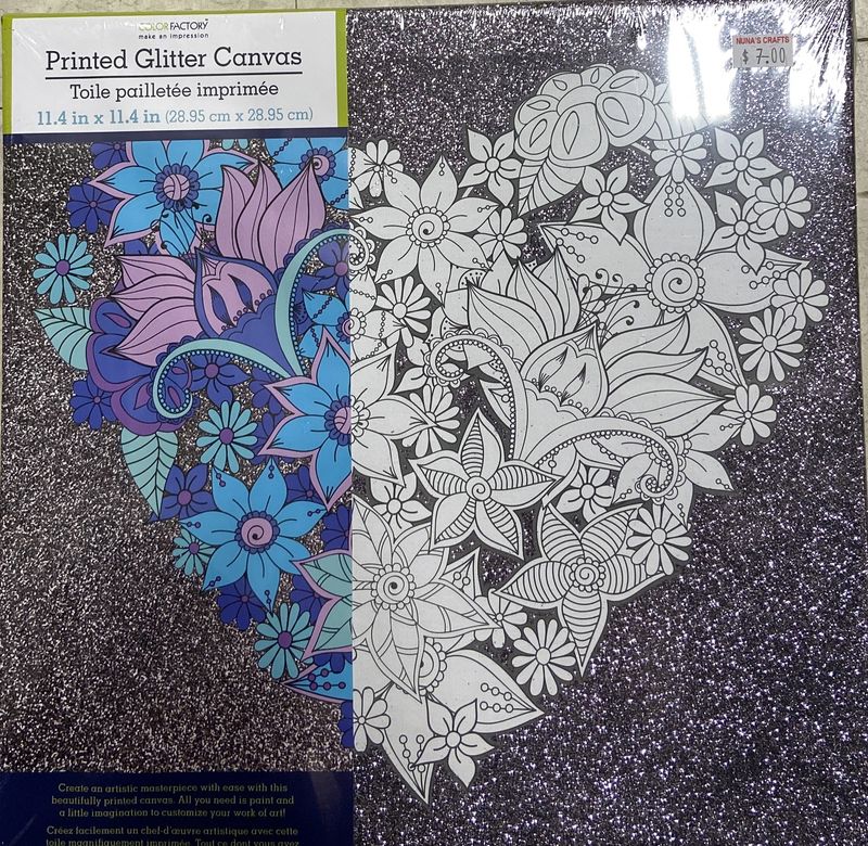 MultiCraft: Heart - 11.4&quot; x 11.4&quot; Glitter Canvas