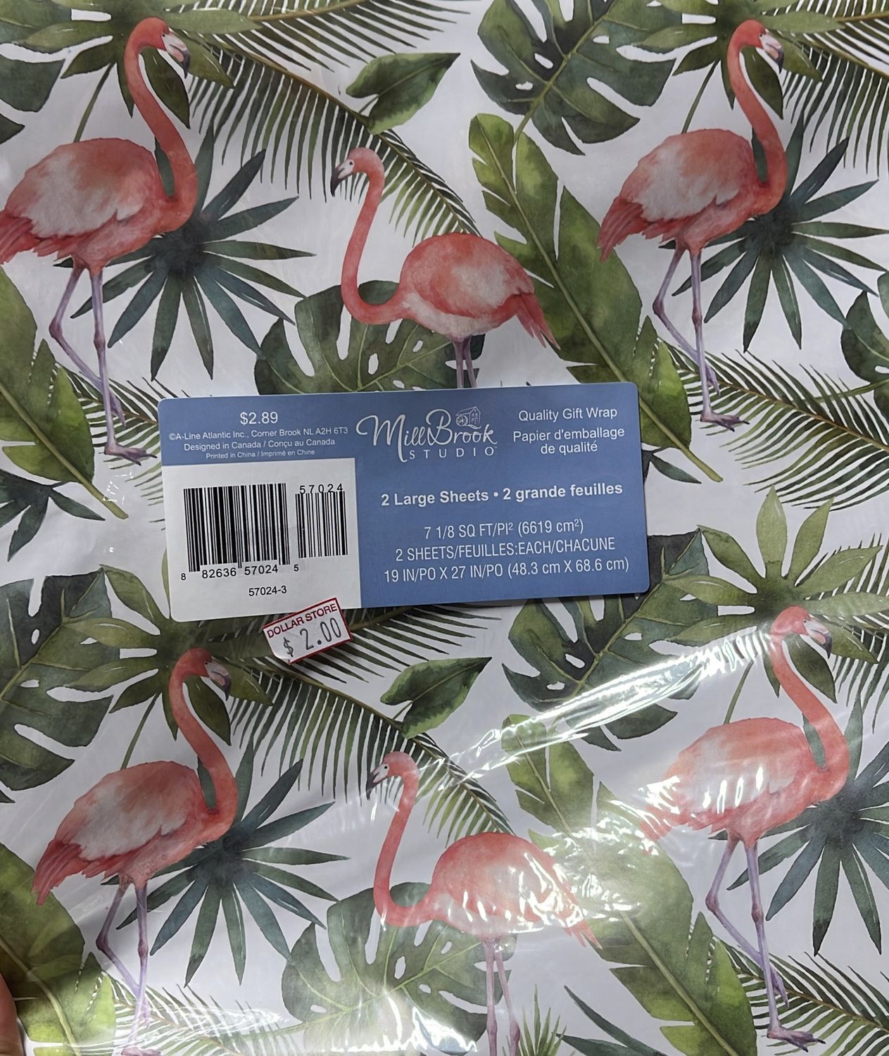 Flamingo print gift wrap