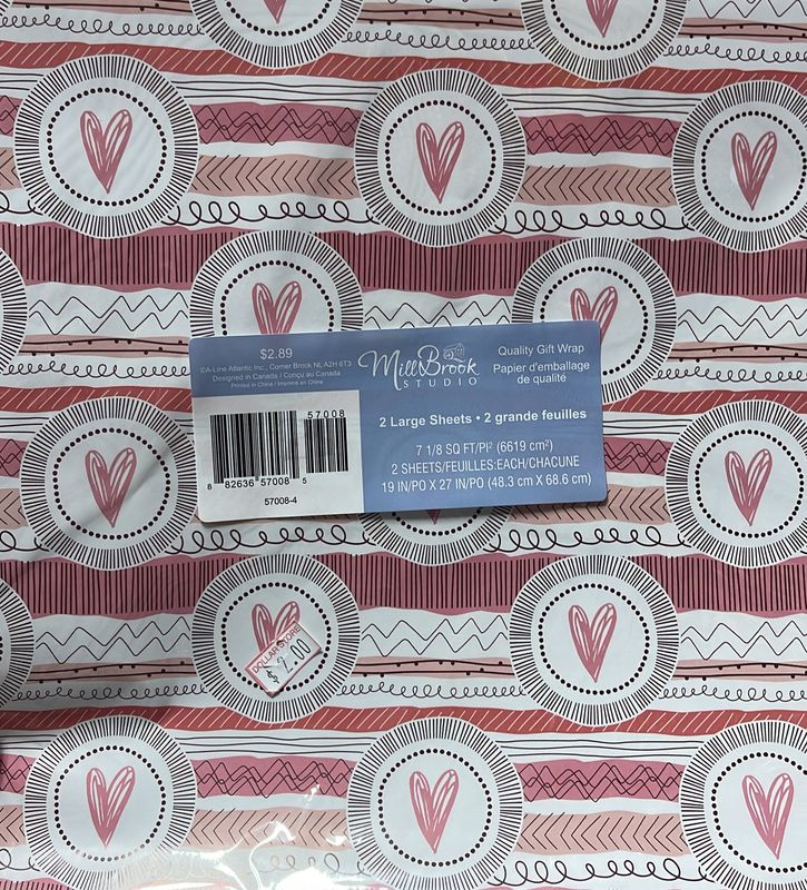 pink heart print gift wrap
