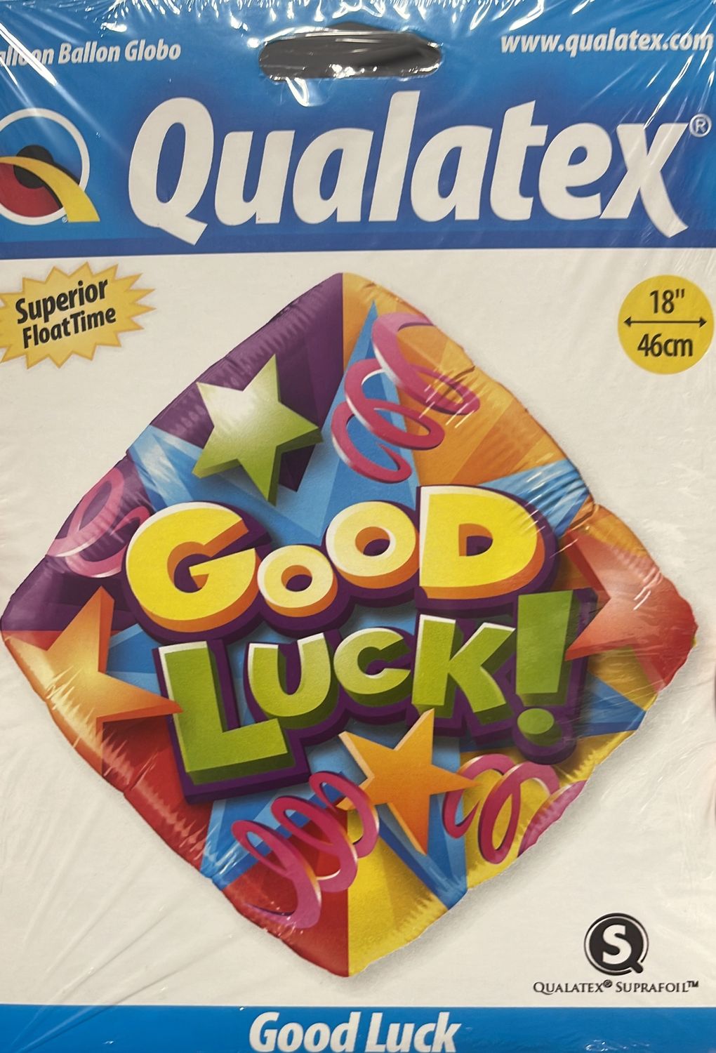 Qualatex: 18&quot; Diamond Shaped &quot;Good Luck&quot; Foil Balloon 