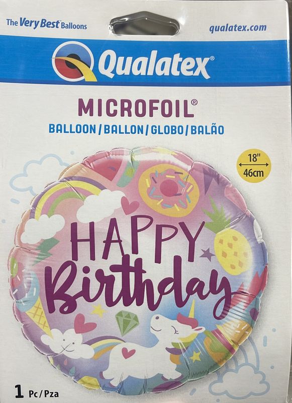 Qualatex: 18&quot; Unicorn Themed &quot;Happy Birthday&quot; Foil Balloon