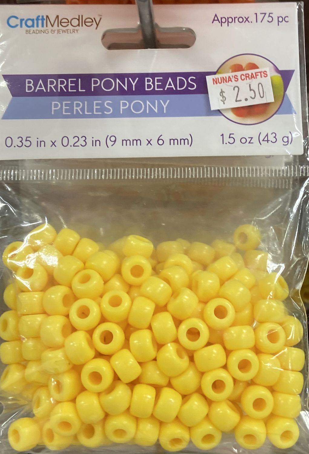 MultiCraft: Yellow Barrel Poney Beads approx.175