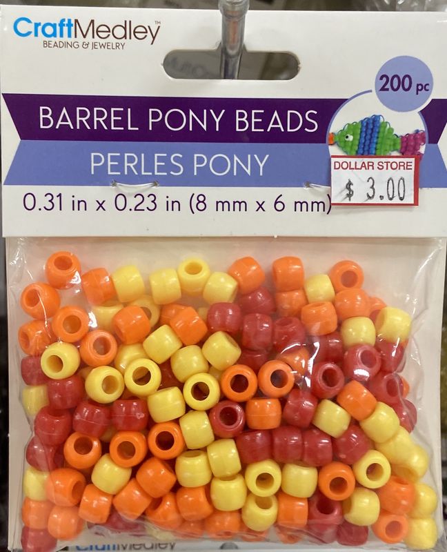 Sunshine Barrel Poney Beads 0.31inx0.23in 200pc