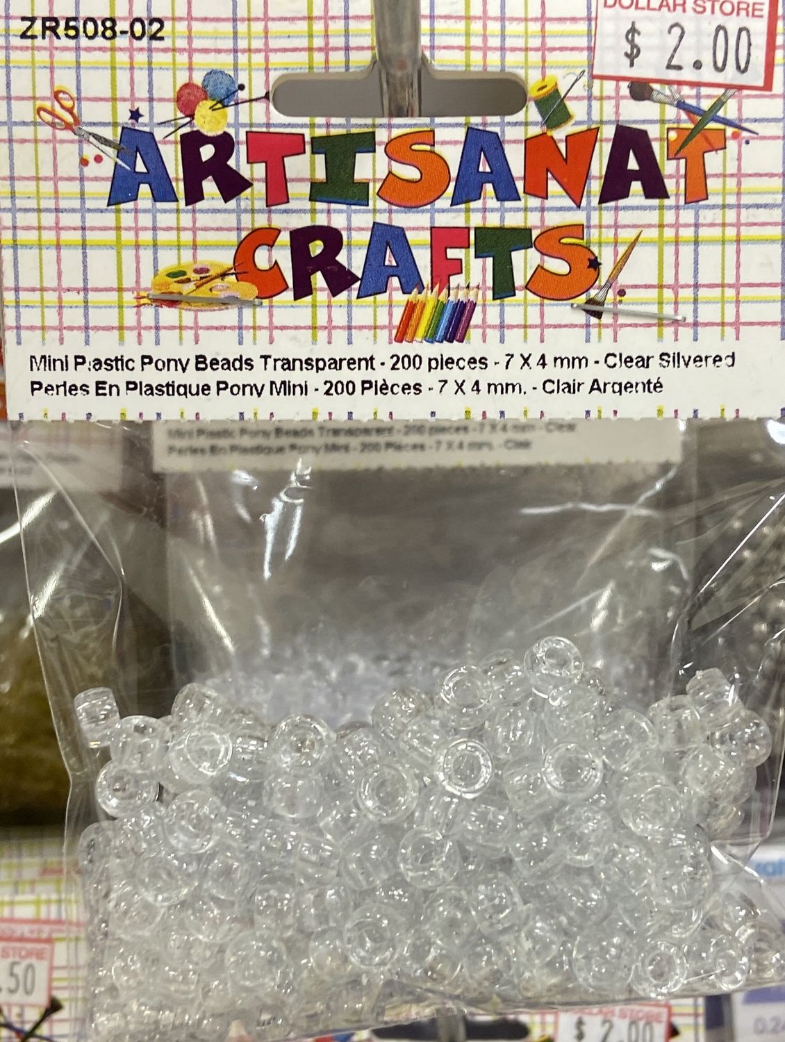 200pc - 7x4mm Clear Silvered Transparent Pony Beads