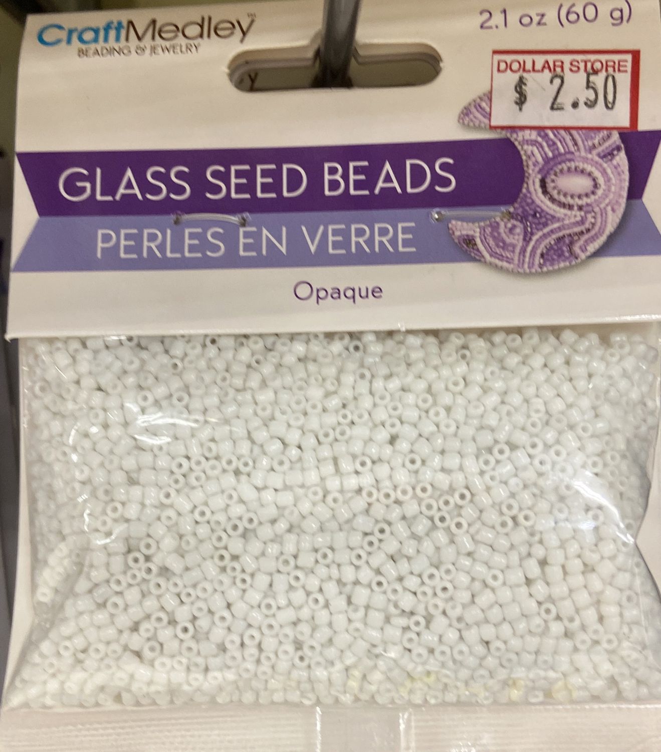 White Opaque Glass Seed Beads 2.10z (60g)