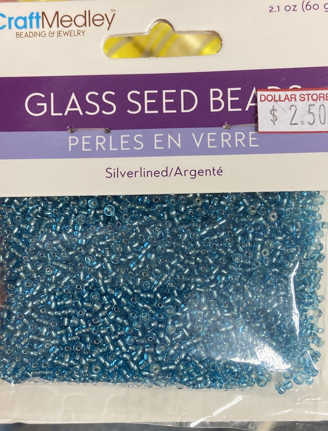 Light Blue Silverlined Glass Seed Beads 2.10z (60g)