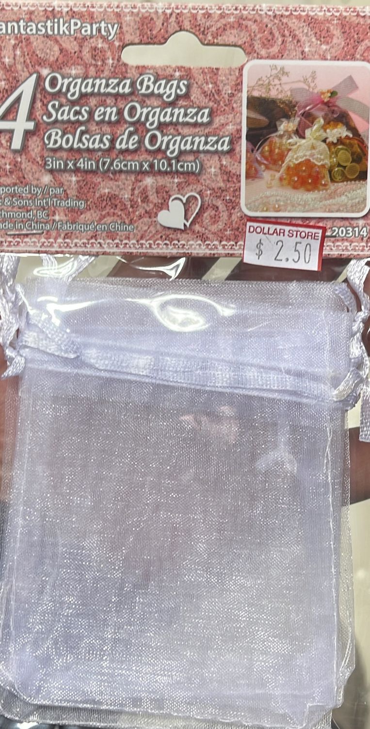 +4CT 3&quot; x 4&quot; ORGANZA BAG - WHITE