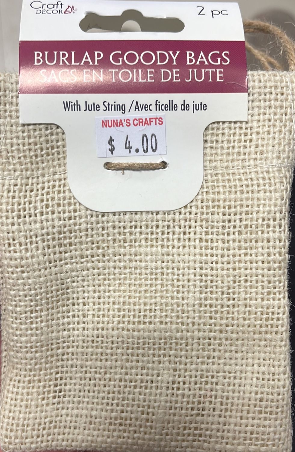 MultiCraft: Burlap Goody Bags 2pc #CD190A