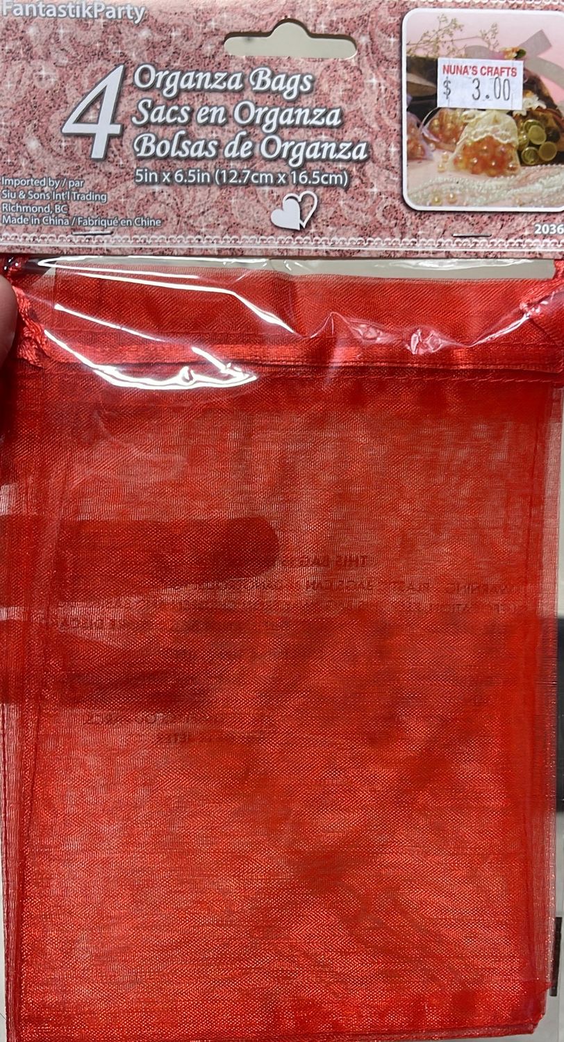Siu&amp;Sons: 4x Organza Bags (Red) #20367
