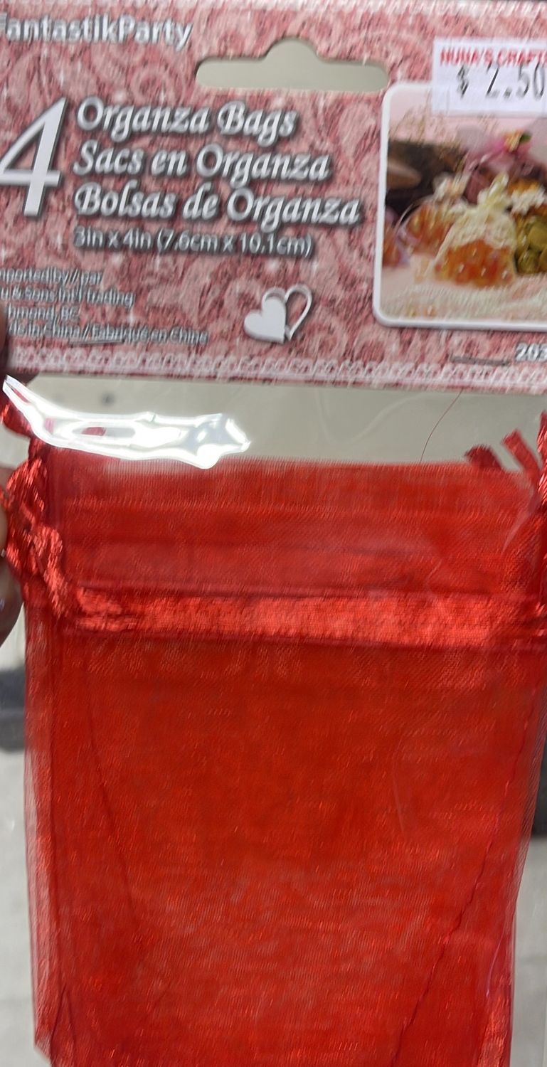 Siu&amp;Sons: 4x Organza Bag (Red) #20368