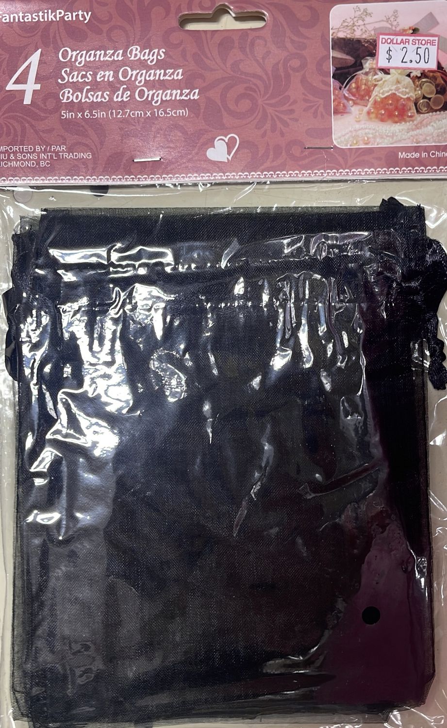 Siu&amp;Sons: 4x Organza Bags (Black) #20370