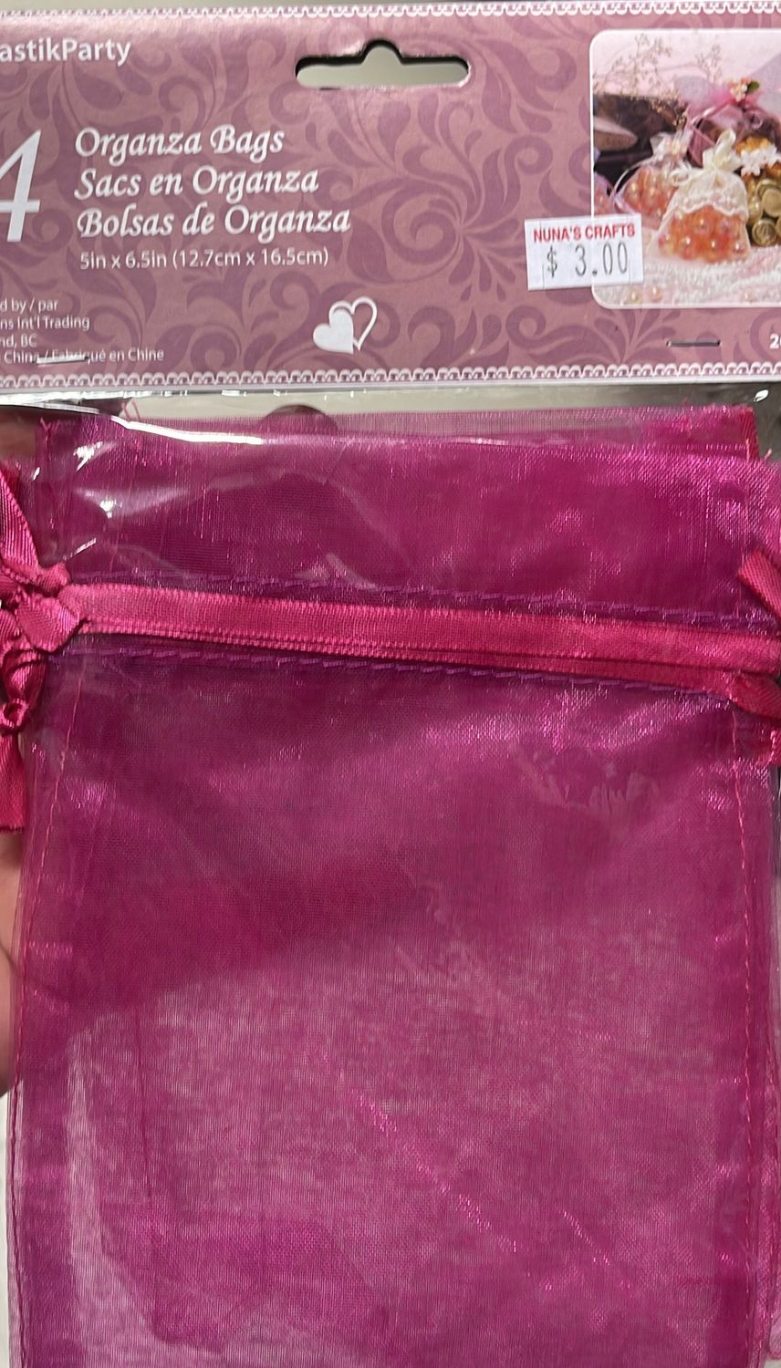 Siu&amp;Sons: 4x Organza Bags (Magenta) #20365