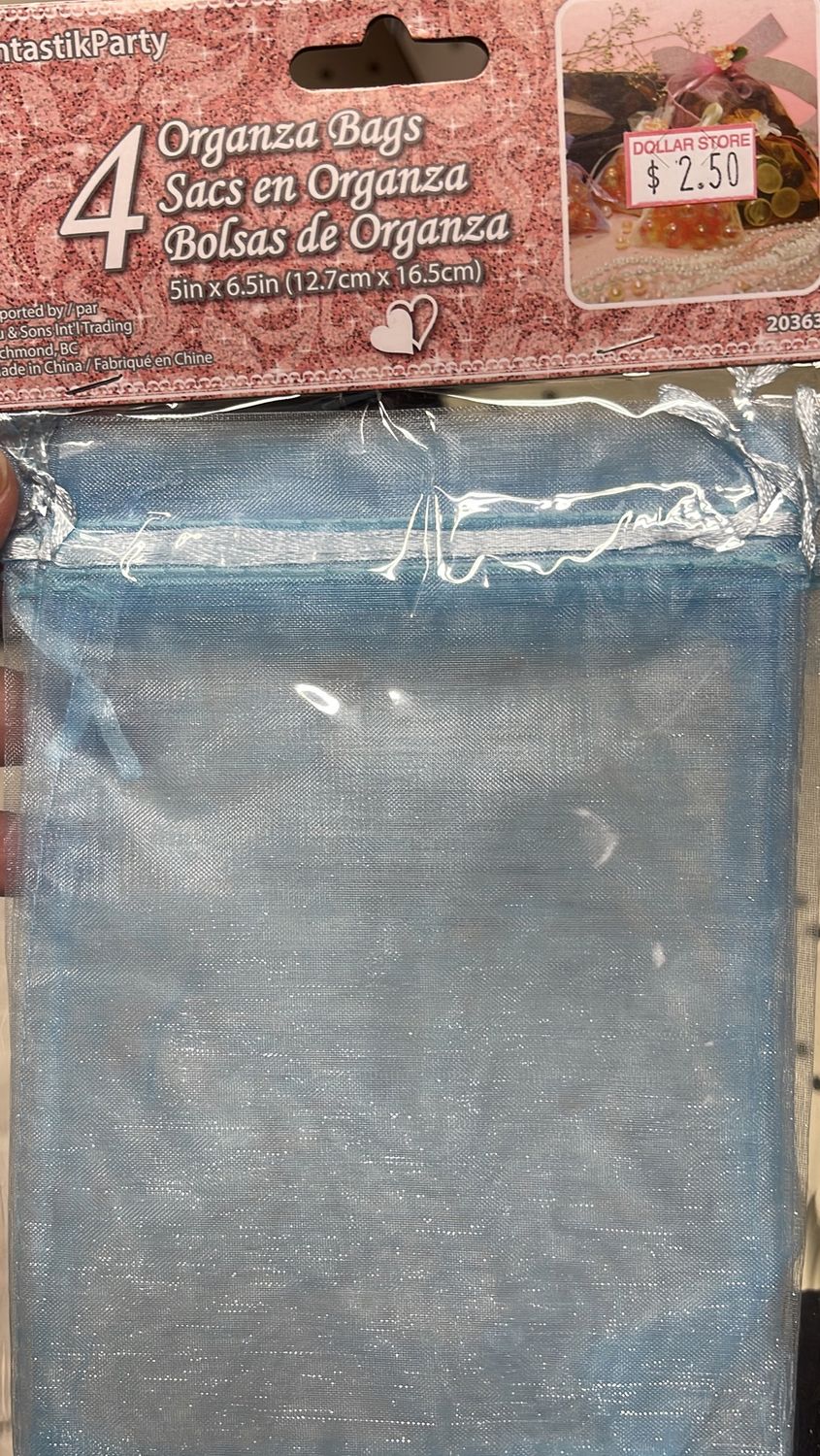 Siu&amp;Sons: 4pk Large Blue Organza Bags #20363