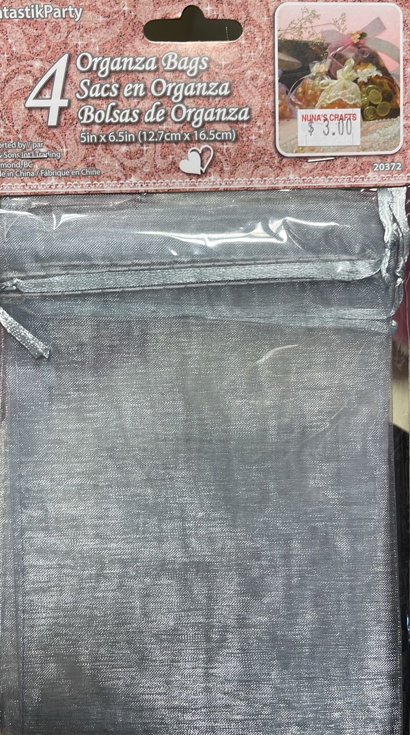 Siu&amp;Sons: 4x Organza Bags (Grey) #20373