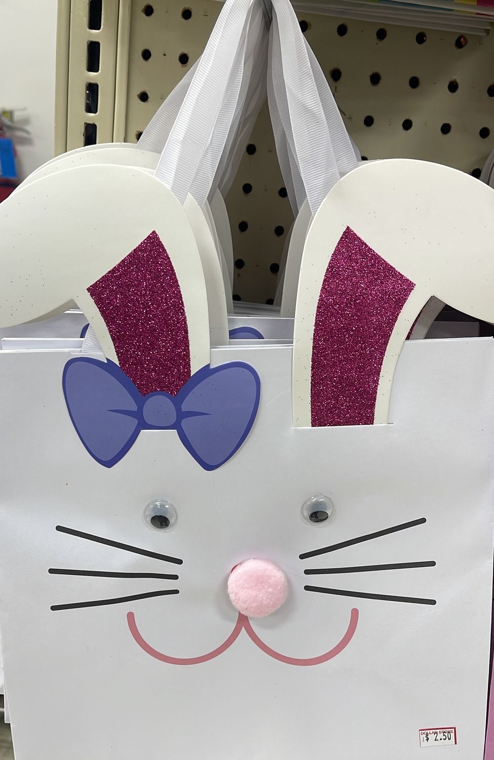 white bunny face gift bag