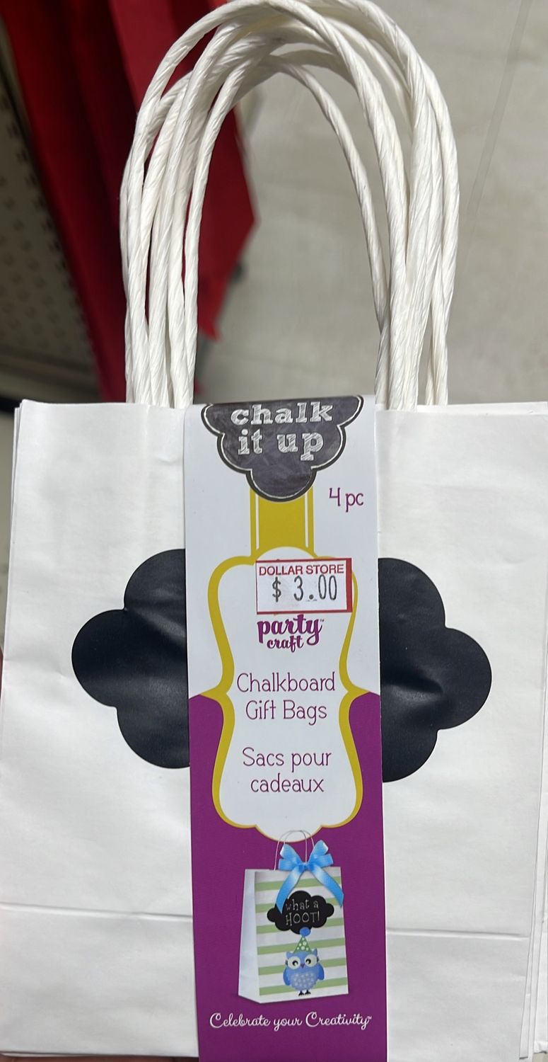 charklboard white gift bag