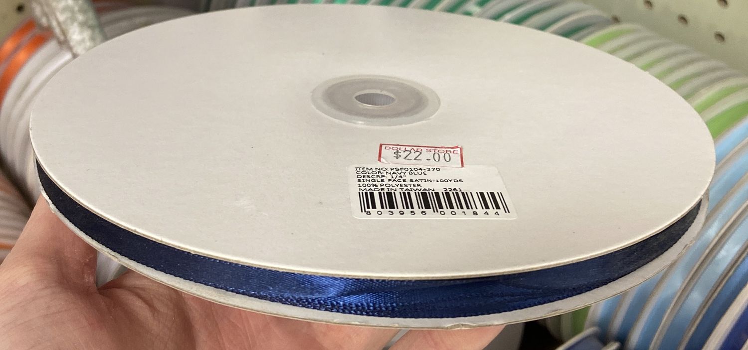 Navy Satin Ribbon 1/4&quot; x 100yds