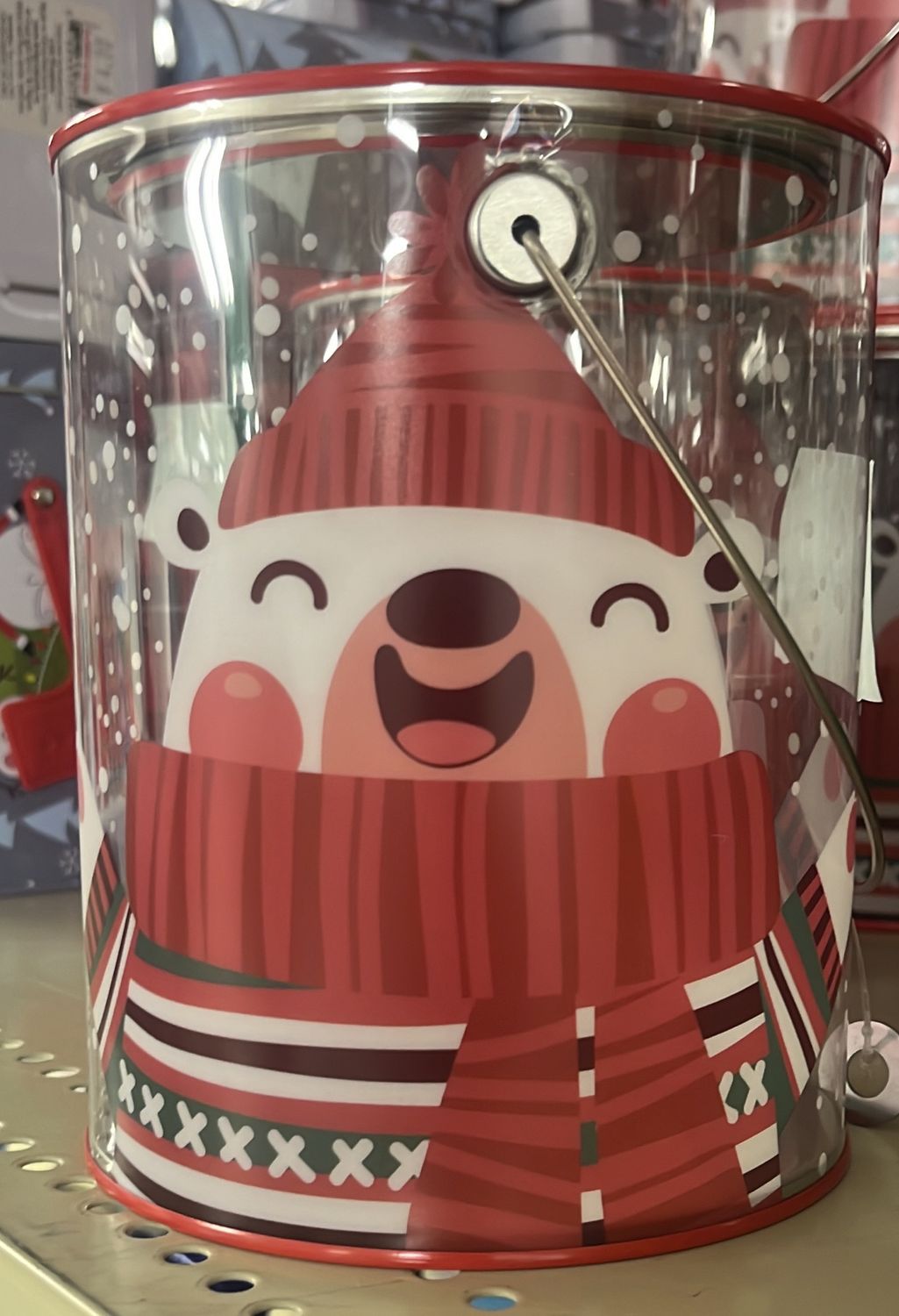 Christmas Tin Paint Can w/ Clear Side