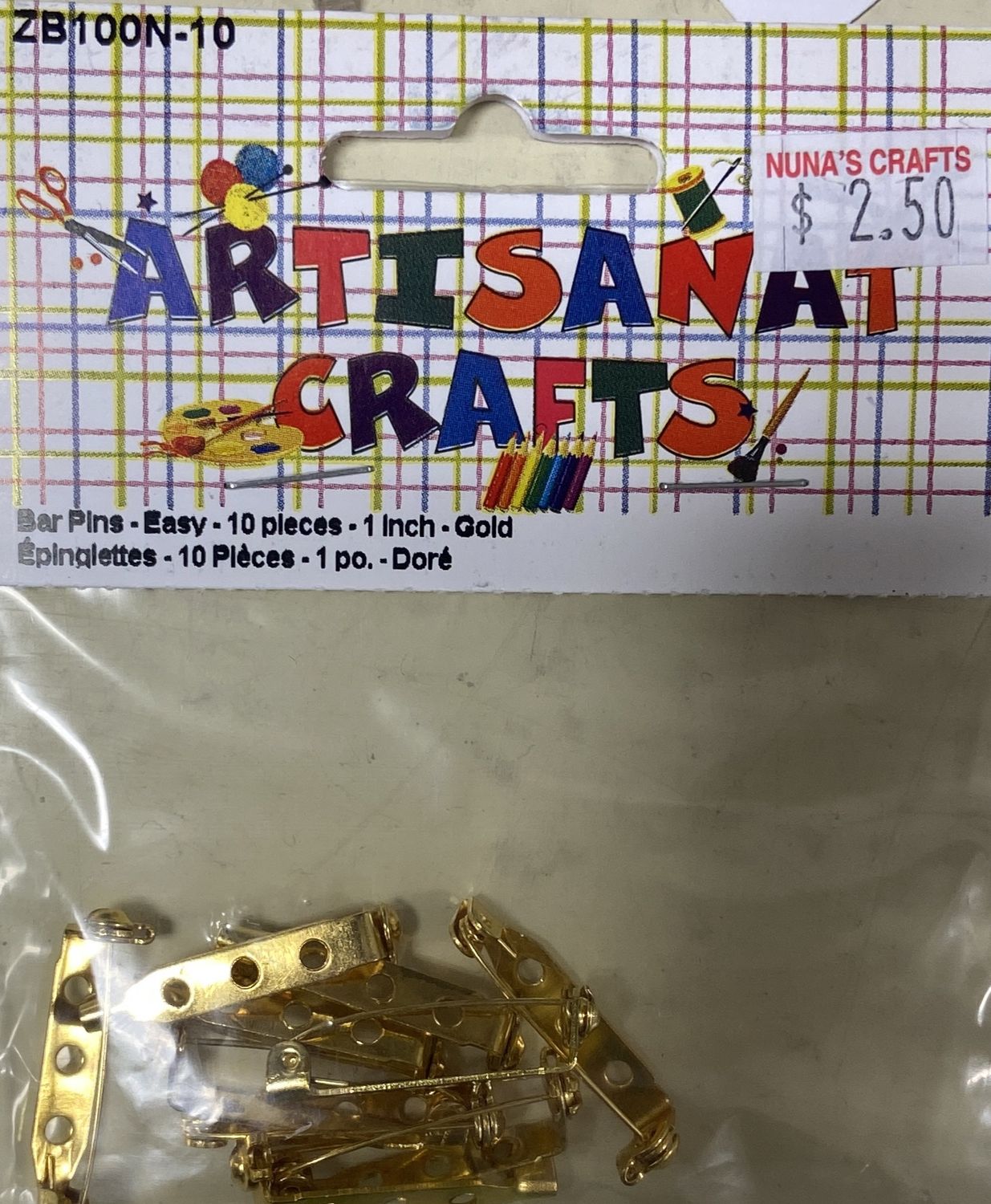 Ugarit: 10x Gold 1” Bar Pins