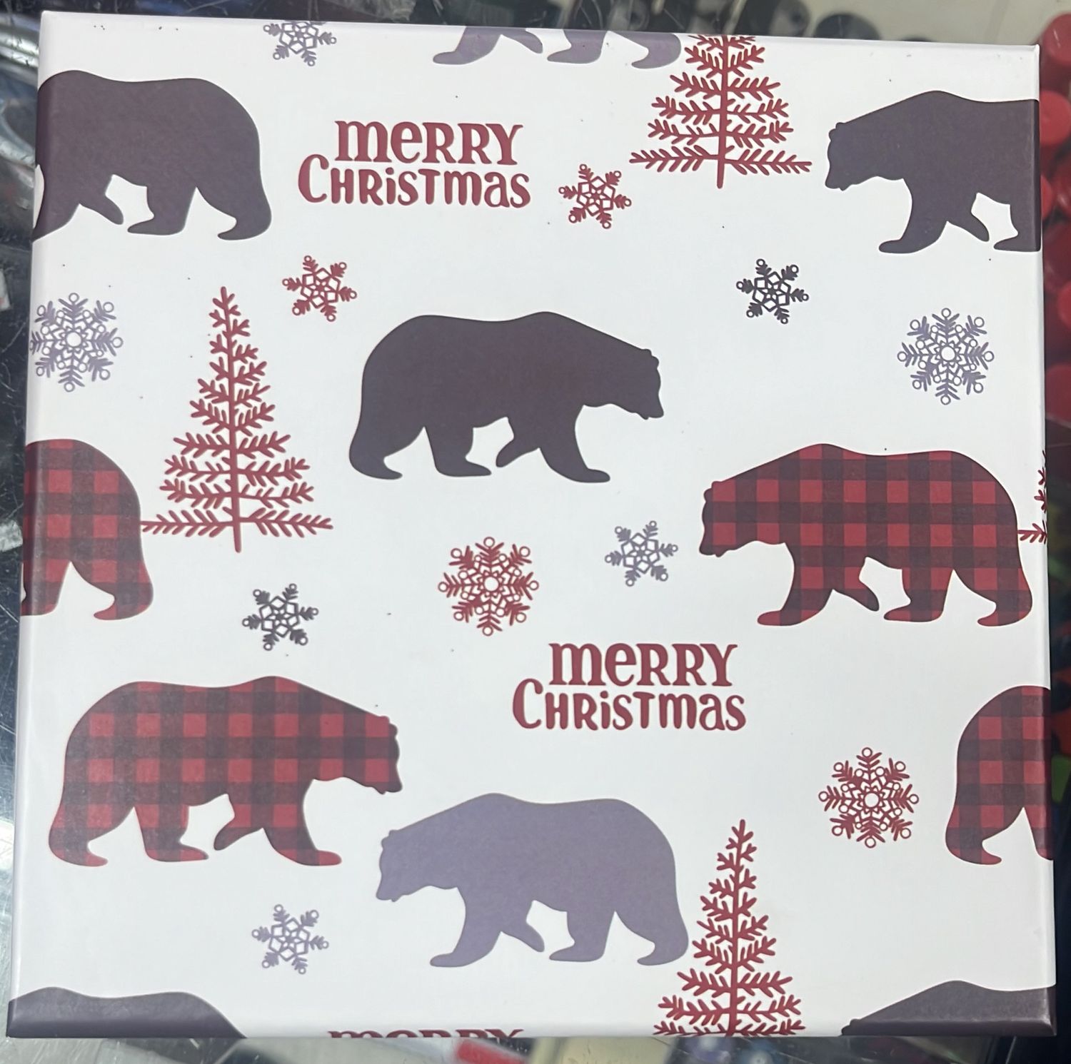 Small Christmas Gift Box w/ Bear