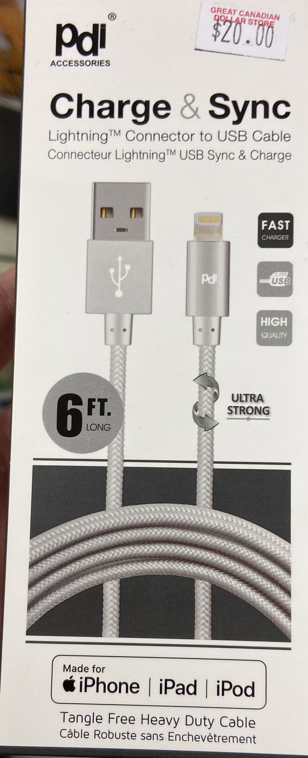 Pdi: Grey 6ft Charge &amp; Sync Lightening to USB