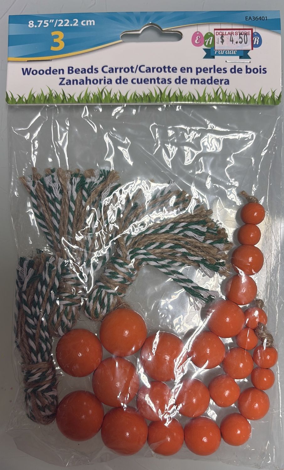 Wooden beads carrot easter