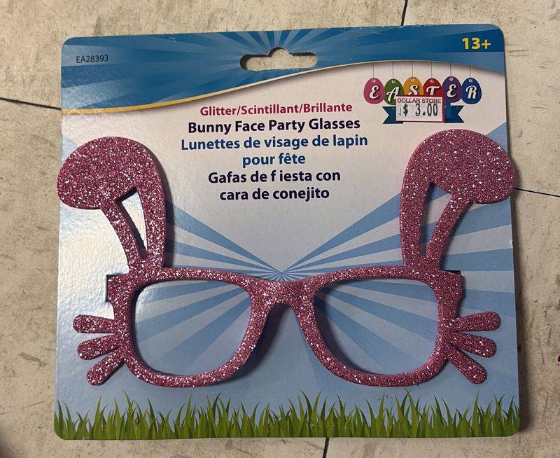 Easter bunny face glitter glasses