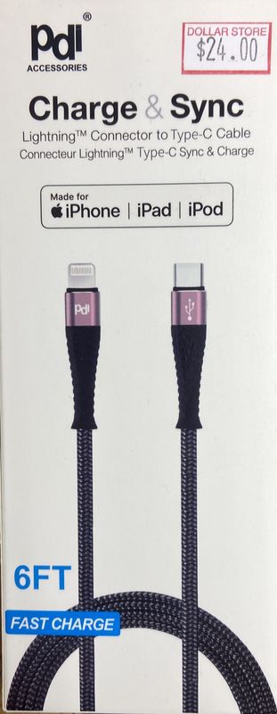 Pdi: Charge &amp; Sync 6ft Iphone Charger