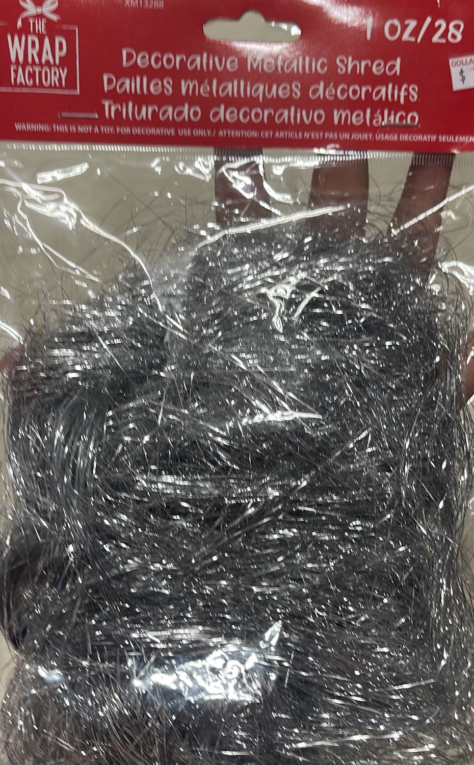 silver metallic shred
