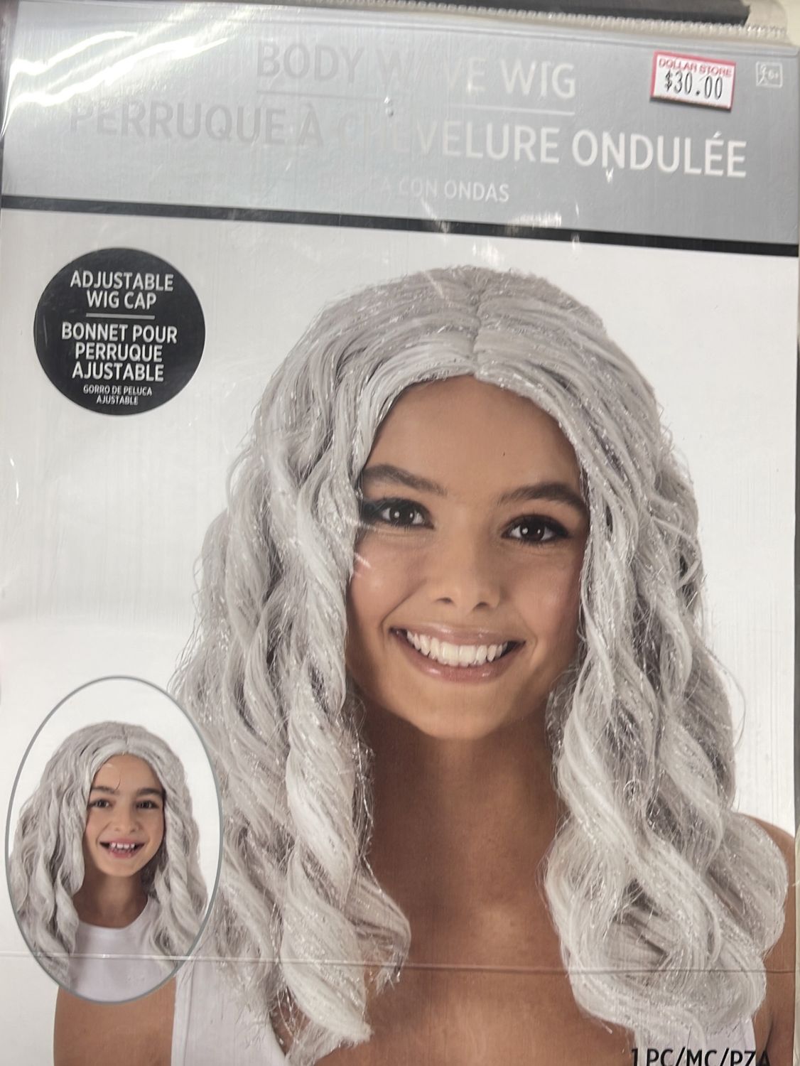 Grey body wave wig