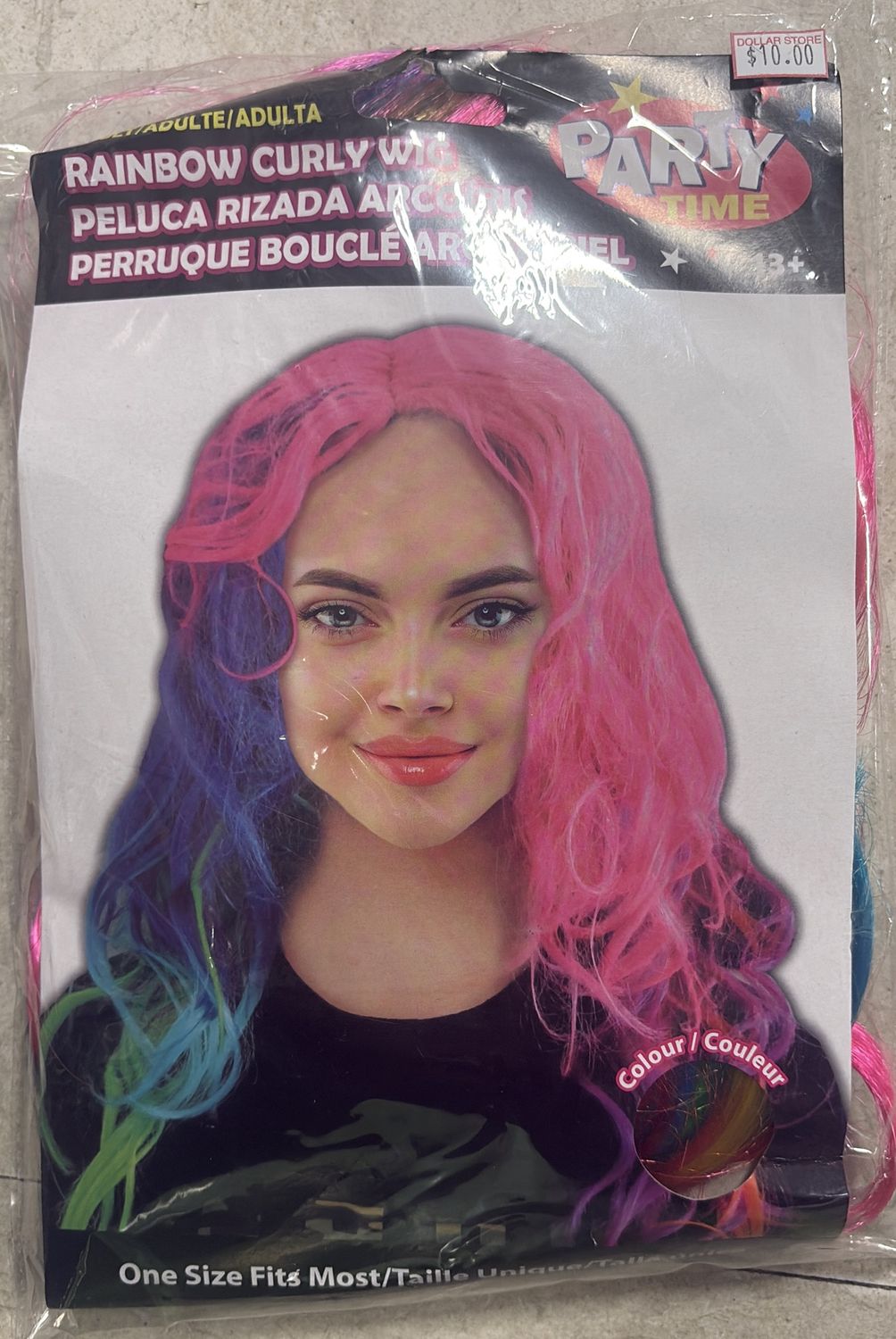 Rainbow curly wig